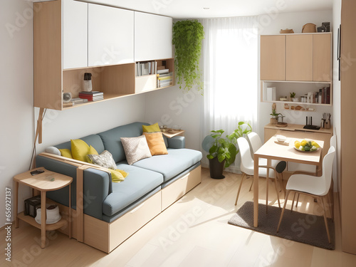 small apartment with multi-functional furniture