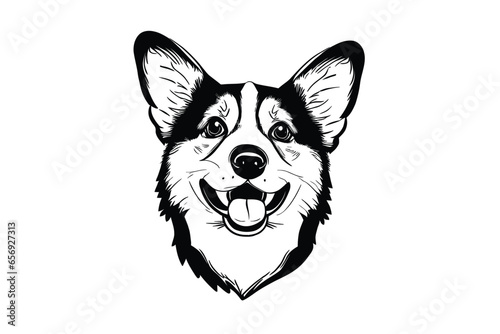 Sweet Corgi Portrait: A Vector Study of the Elegance in a Corgi's Features
