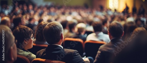 Business Symposium With Audience In Conference Hall.