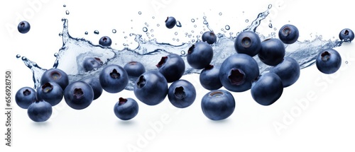 Falling Blueberries On Transparent Background . Сoncept Food, Blueberries, Transparent Background, Photography