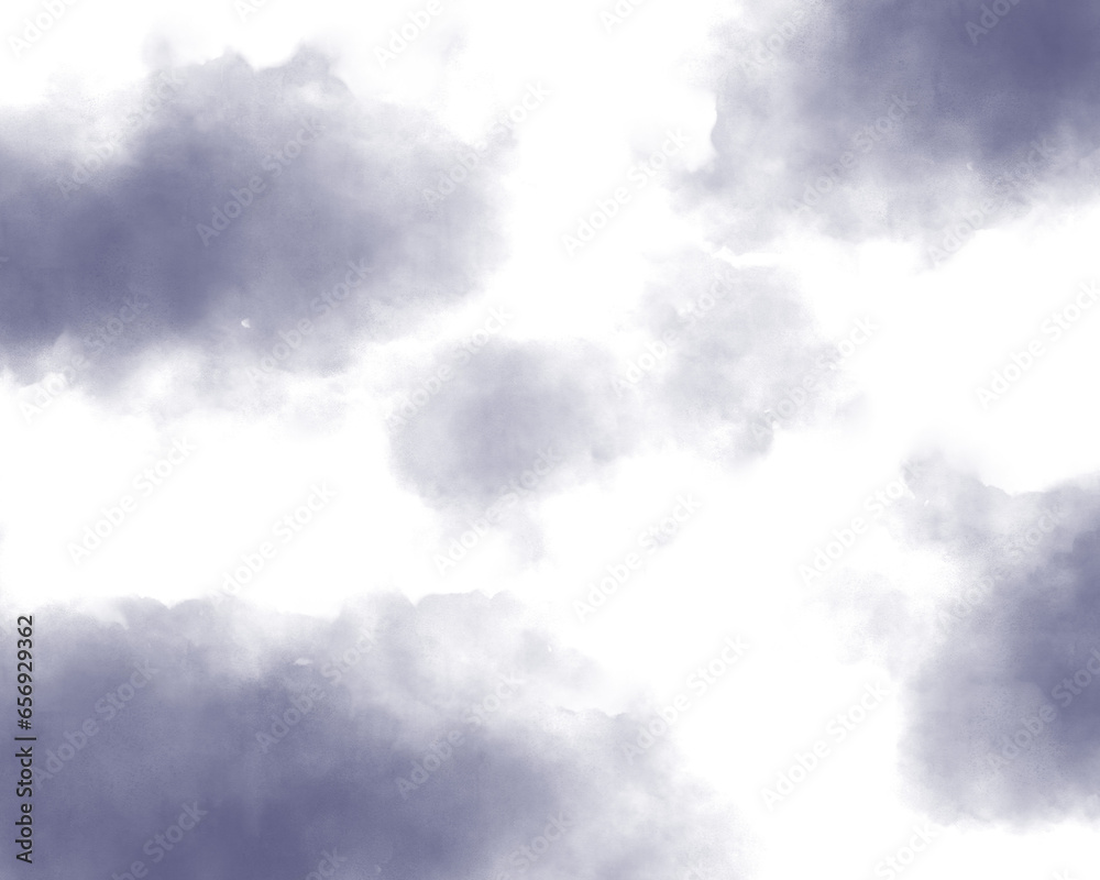 四隅に雲がある水彩風のイラスト　背景　