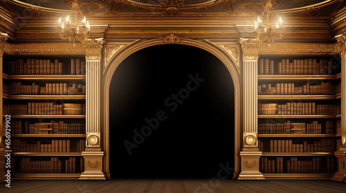 Black empty archway in library