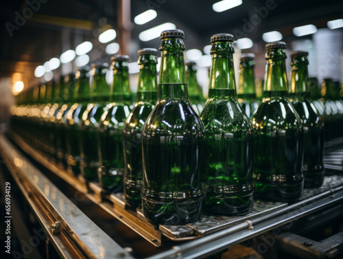 drink factory. drink bottling on a production line in a factory. Selective focus