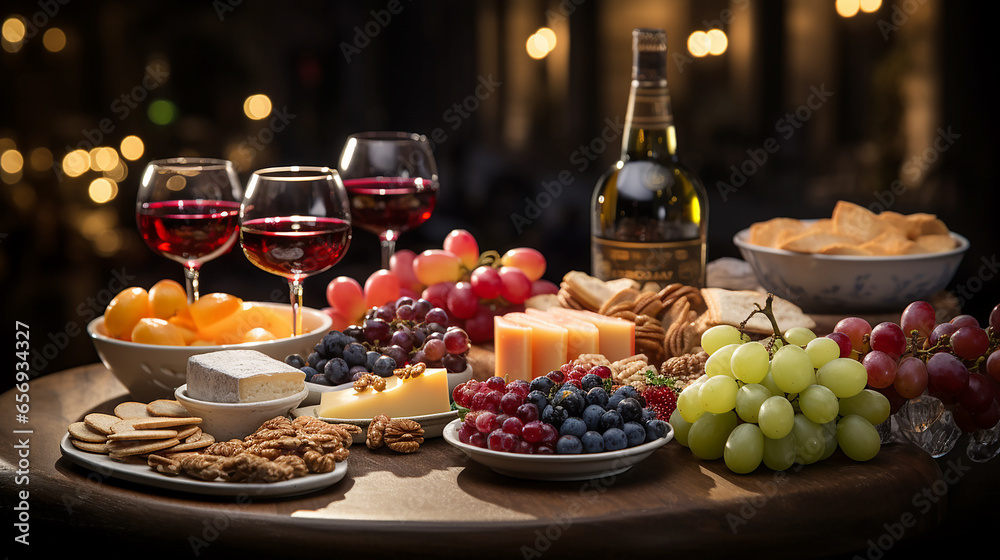 Beautiful picture illustration of a Christmas table with delicacies Beautiful picture illustration of a Christmas table with delicacies