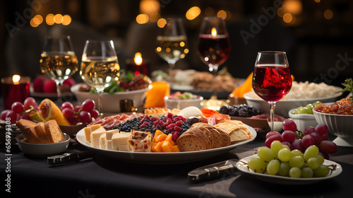 Beautiful picture illustration of a Christmas table with delicacies
