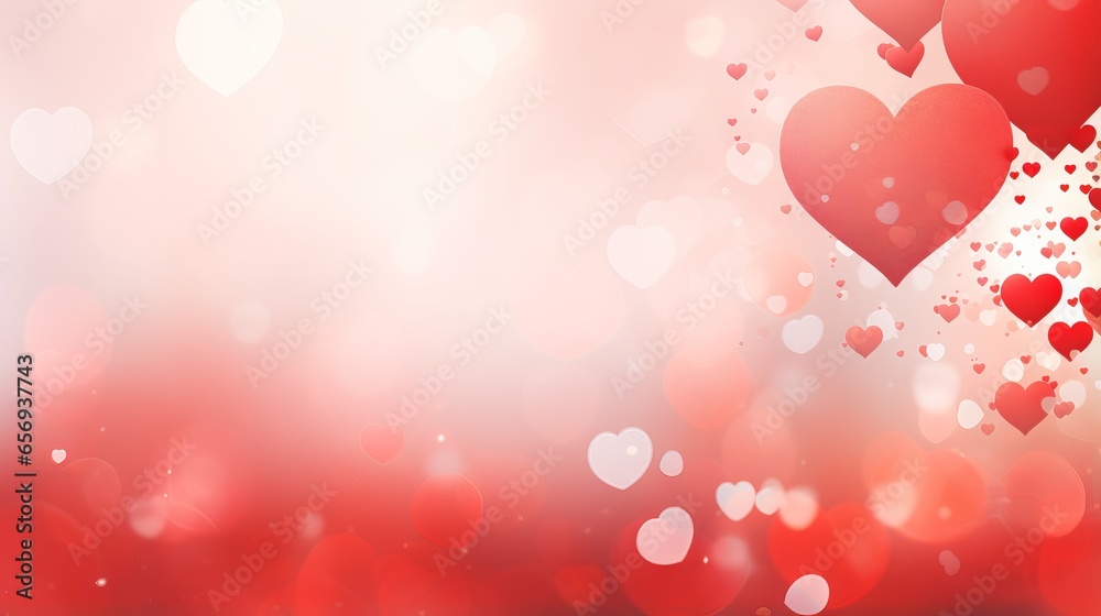 Valentine’s day red hearts - abstract panorama background for love concept