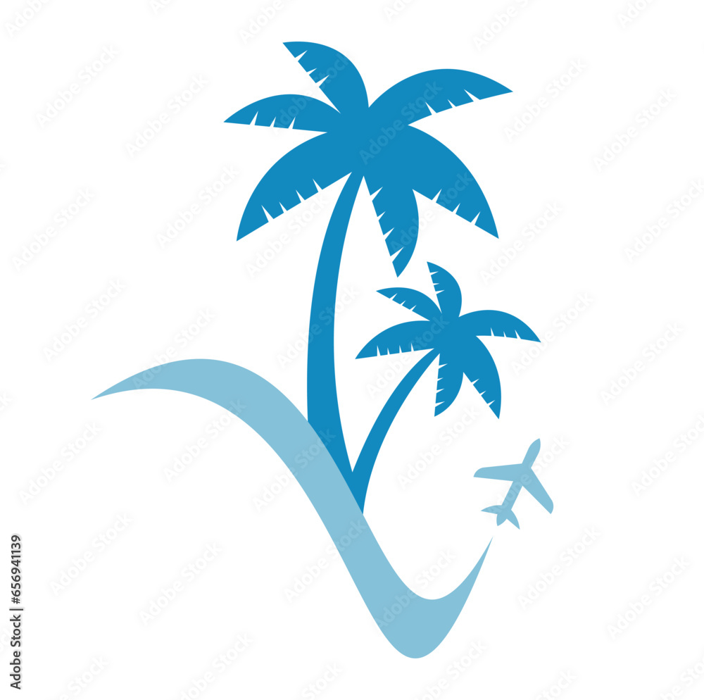 Travel beach logo design icon vector.