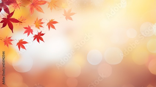 Autumn web banner with maple leaves and bokeh effect with copy space