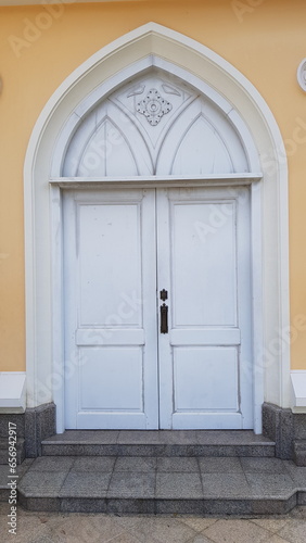 gothic wooden door in a church