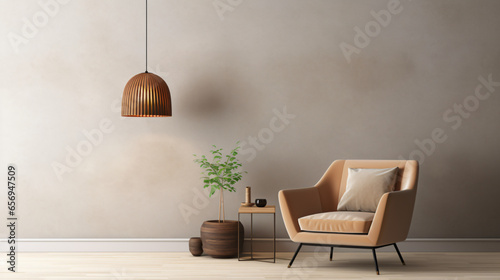 Interior of living room with pendant light coffee table
