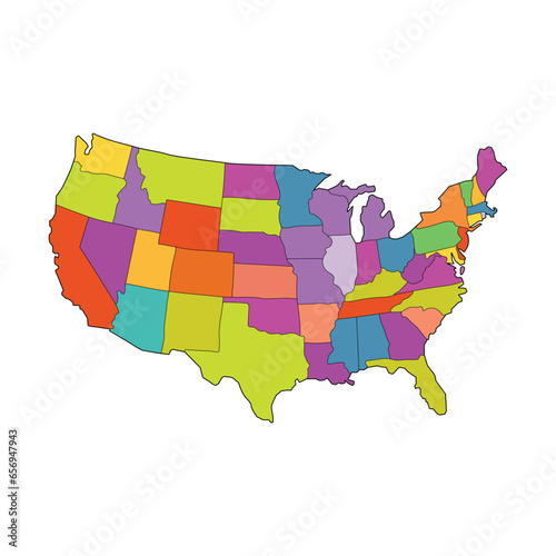 Detailed Map of United States of America Vector Illustration Icon USA map