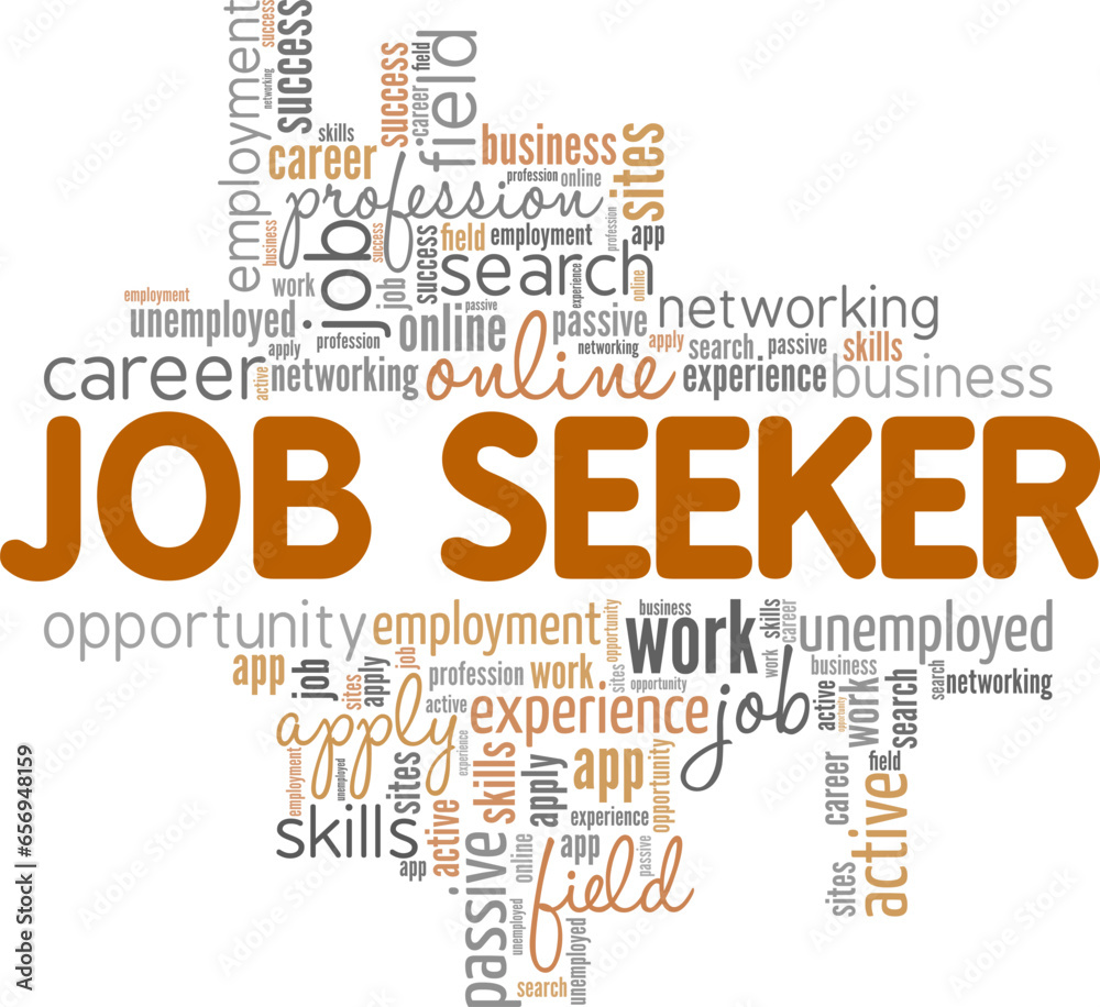 Job Seeker word cloud conceptual design isolated on white background.
