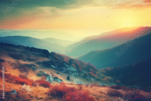 A breathtaking sunset over a majestic mountain range © Marius