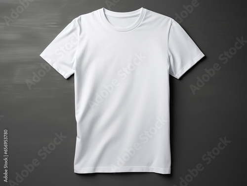 White t-shirt mockup on black background. 3d rendering