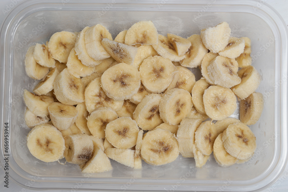 Frozen banana cuts for smoothies and homemade ice cream Frozen banana cuts for smoothies and homemade ice cream