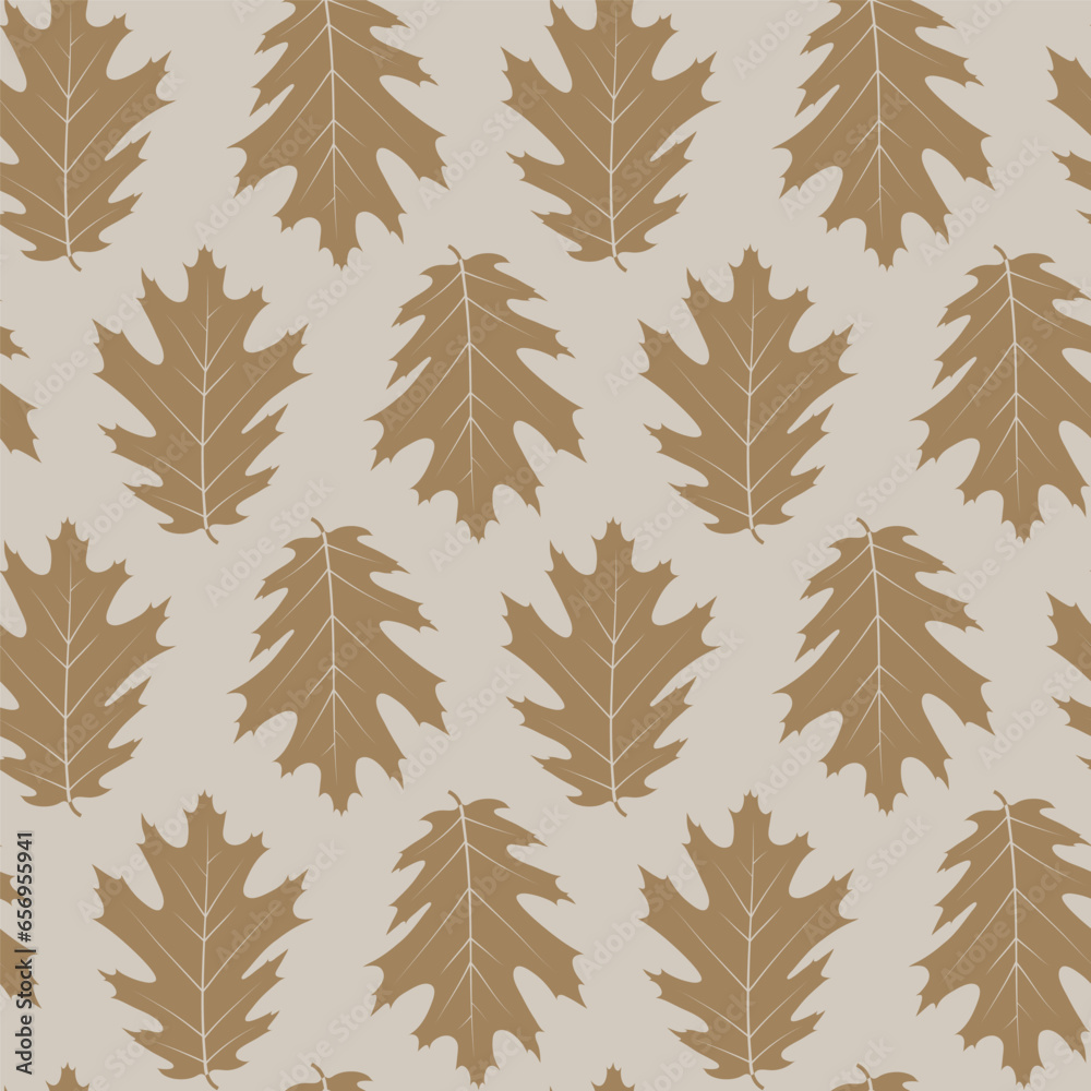 Vector oak leaf seamless pattern. Scandinavian minimalistic style textile design Vector oak leaf seamless pattern. Scandinavian minimalistic style textile design