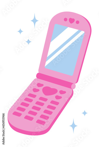 vector illustration of a flip phone on white for banners, cards, flyers, social media wallpapers, etc.