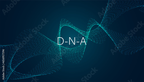 Abstract DNA digital flowing concept background DNA molecule helix medical genetic engineering On a modern green background