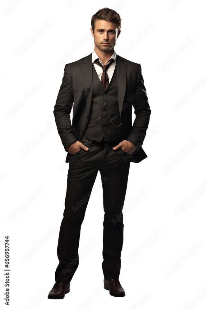 Full length stylish young man in black formal suite isolated on transparent background. Full length stylish young man in black formal suite isolated on transparent background.
