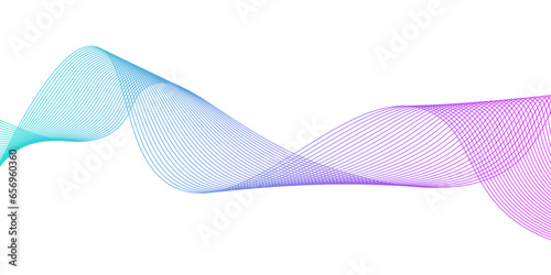 Wavy lines or ribbons. Multicolored striped gradient. Creative unusual background, Modern technology background, wave design. Vector illustration,