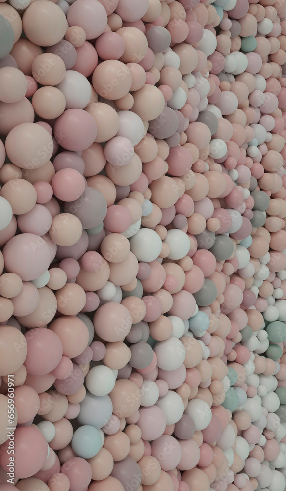 3D spheres with pastel beige and green color 3D spheres with pastel beige and green color