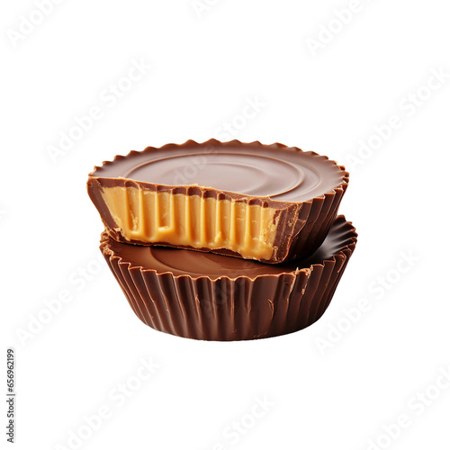 Peanut Butter Cup, transparent background, isolated image, generative AI
