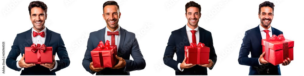 A collection of man with gift set isolated on a white background A collection of man with gift set isolated on a white background