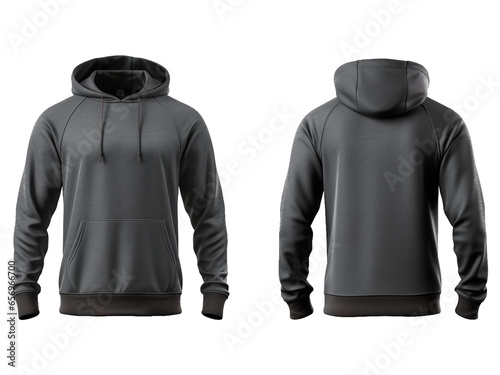 mockup of a gray sweatshirt with a hood on a transparent background
