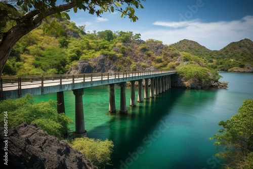 Stunning bridge with breathtaking scenery in Coron. Generative AI