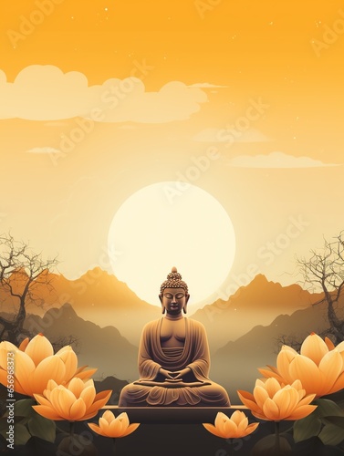 creative poster for Buddha Purnima with nice and creative design illustration.