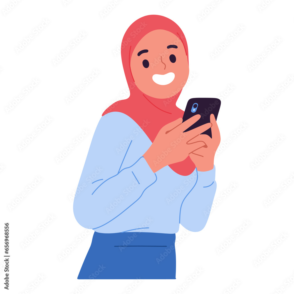 .young woman holding a cellphone cheerfully .young woman holding a cellphone cheerfully