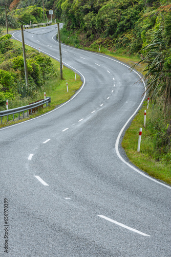 New Zealand, South Island New Zealand, Empty stretch ofState Highway 6 photo