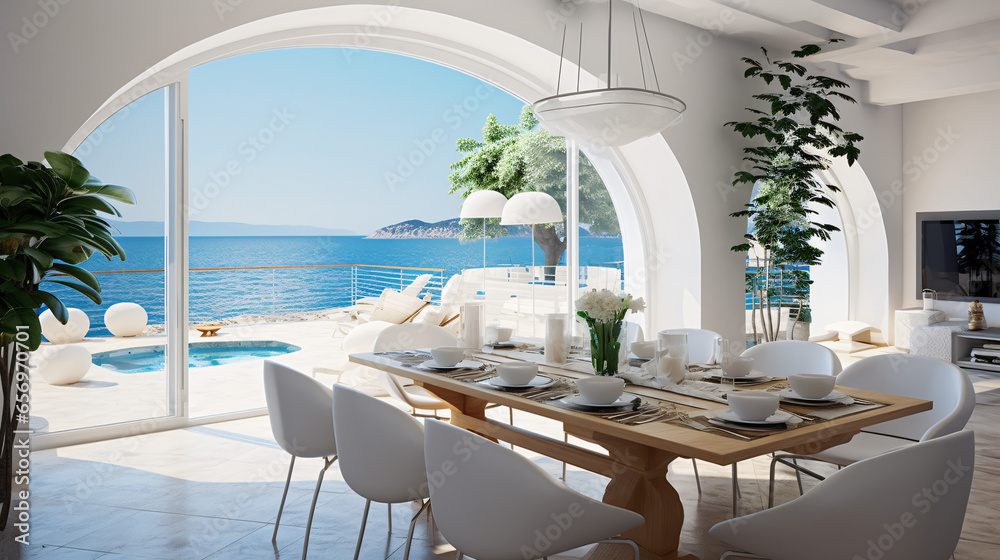 Mediterranean interior design of modern dining room