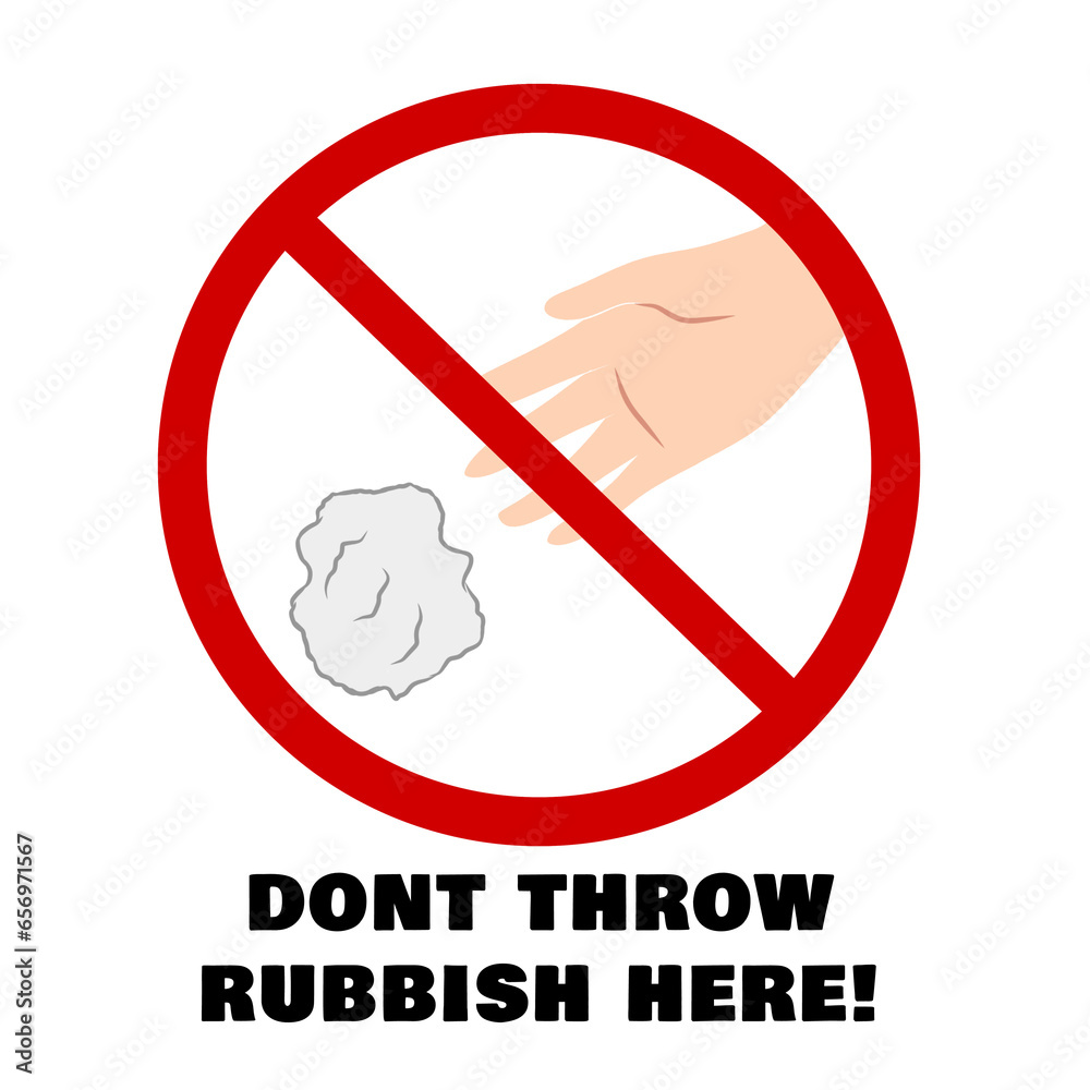 no litter no rubbish sign dont throw rubbish here sign with colour and
