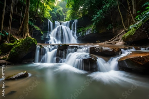 waterfall in the woods © juni studio