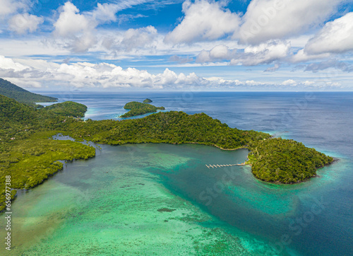 Seascape with islands in the tropics view from above. Weh Island. Indonesia. photo