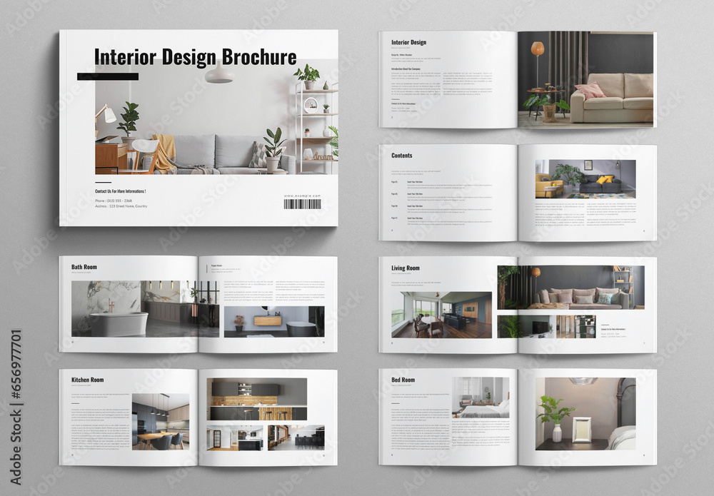 Interior Design Brochure Layout Landscape Stock Template | Adobe Stock