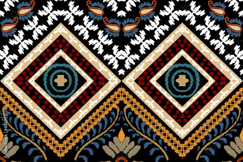 Beautiful Ethnic abstract ikat art. Seamless Kasuri pattern in tribal,folk embroidery,and Mexican style.Aztec geometric art ornament print.Design for carpet,wallpaper, clothing,wrapping,fabric,cover