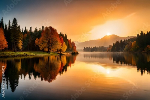 sunrise over the lake © Jamini