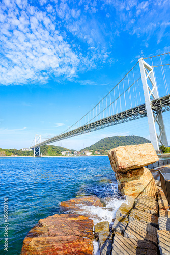 福岡県側から見た関門橋　福岡県北九州市　Kanmon Bridge seen from the Fukuoka Prefecture side. Fukuoka Pref, Kitakyusyu City. photo