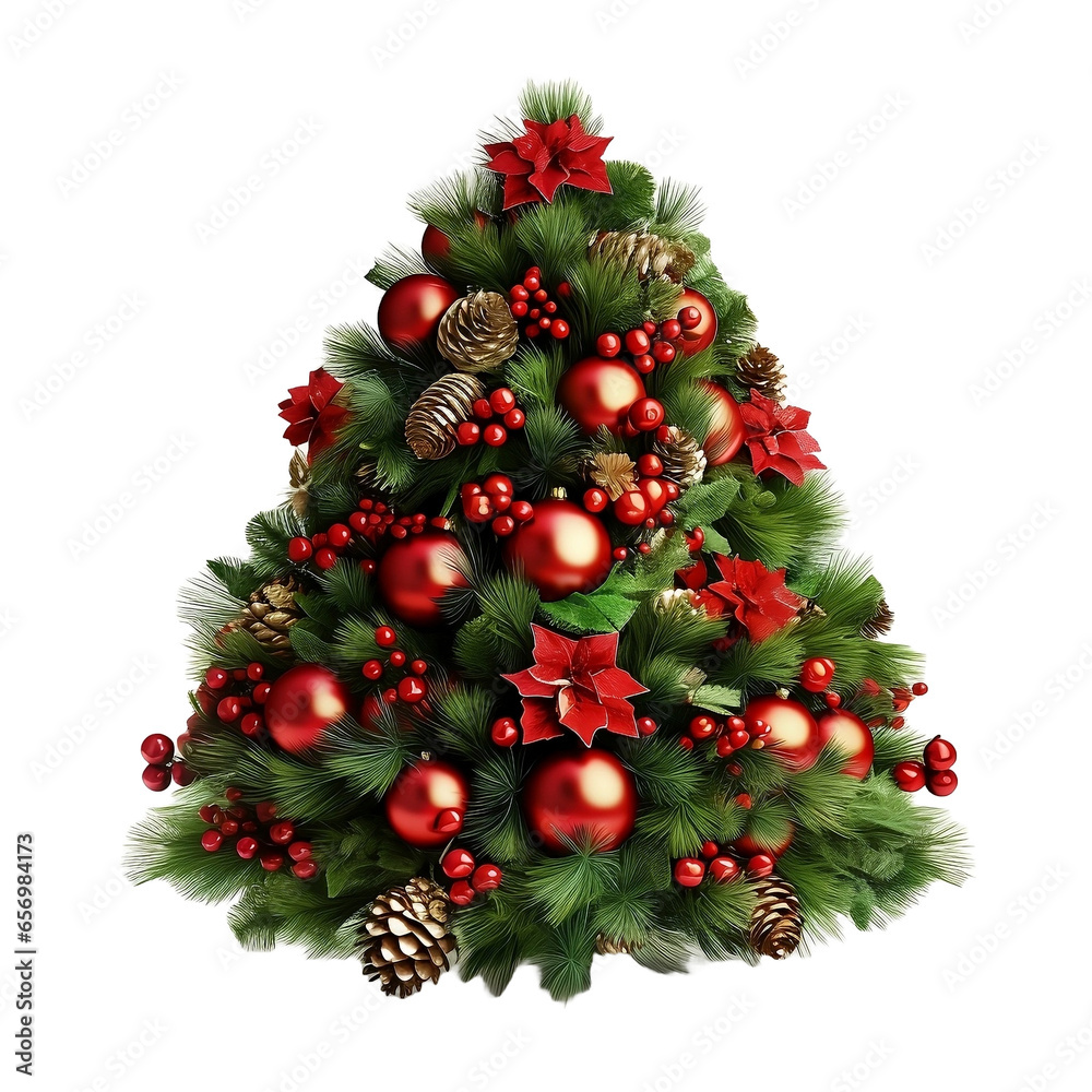 decorated Christmas tree, Radiant Christmas Tree: Festive Elegance Against a Clean White Background. Celebrate, Christmas. decorated Christmas tree, Radiant Christmas Tree: Festive Elegance Against a Clean White Background. Celebrate, Christmas.