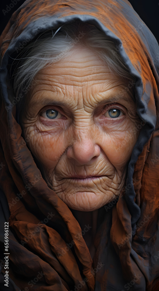 Close up portrait of an old woman. Close up portrait of an old woman.