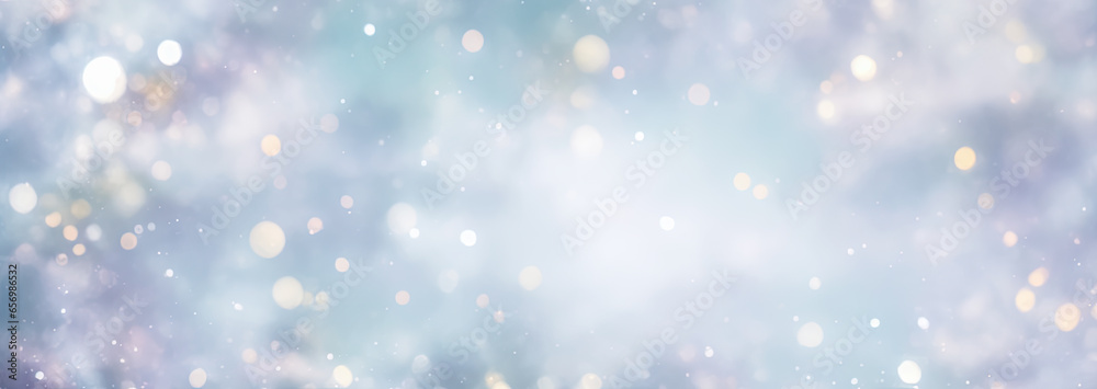 Winter abstract background of glitter vintage lights . defocused banner. illuminating glittering sparkles. New Year coming concept. Bokeh winter backdrop