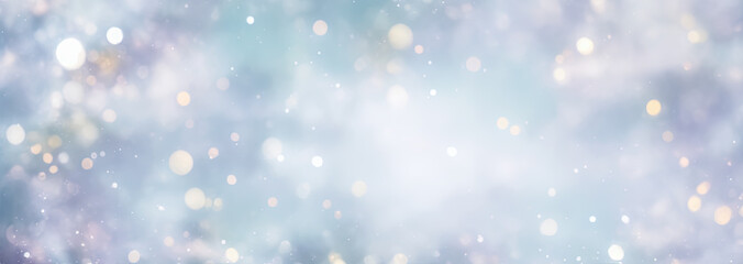 Winter abstract background of glitter vintage lights . defocused banner. illuminating glittering sparkles. New Year coming concept. Bokeh winter backdrop