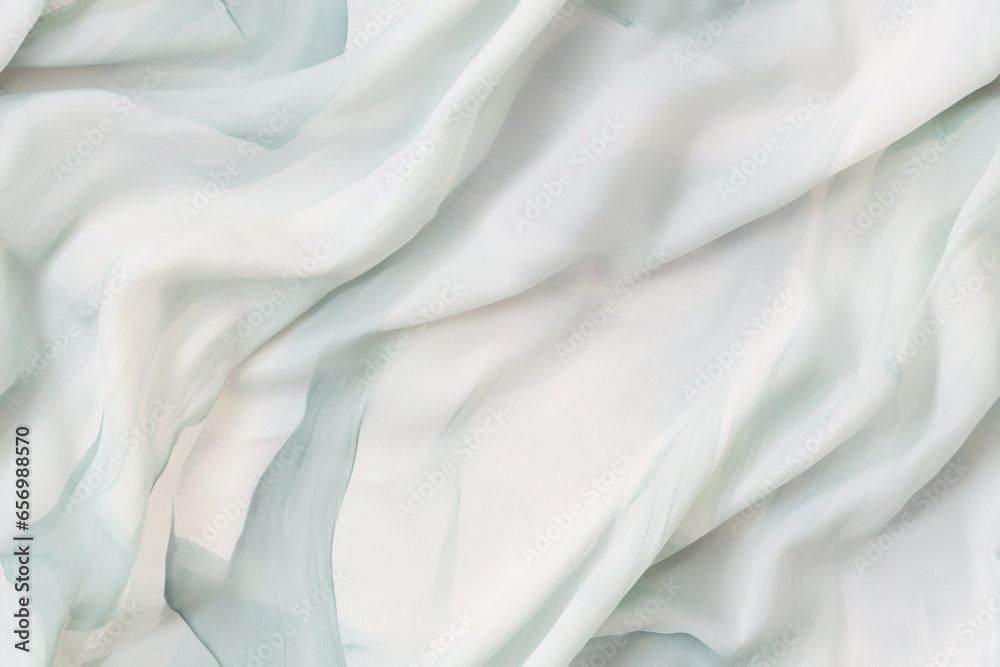 Delicate and subtle wavy linen fabric texture in light green and light blue. - obrazy, fototapety, plakaty 