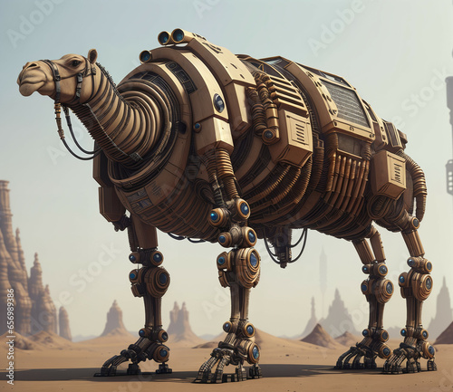 Camel cyborg. Digital illus...