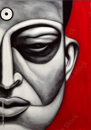 Abstract male face. Charcoa...