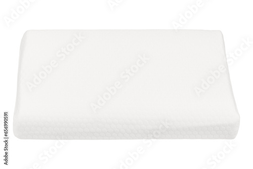 Orthopedic pillow on white background. Physiotherapy concept. Soft comfortable pillow. Orthopedic pillow, memory foam. Mattress that supported you to sleep well all night isolated on white background.