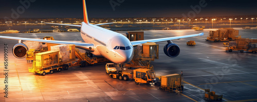 Airport, Loading and unloading of cargo, containers. Business logistics, industrial warehouses and logistics companies. E-commerce, wholesale trade of goods.