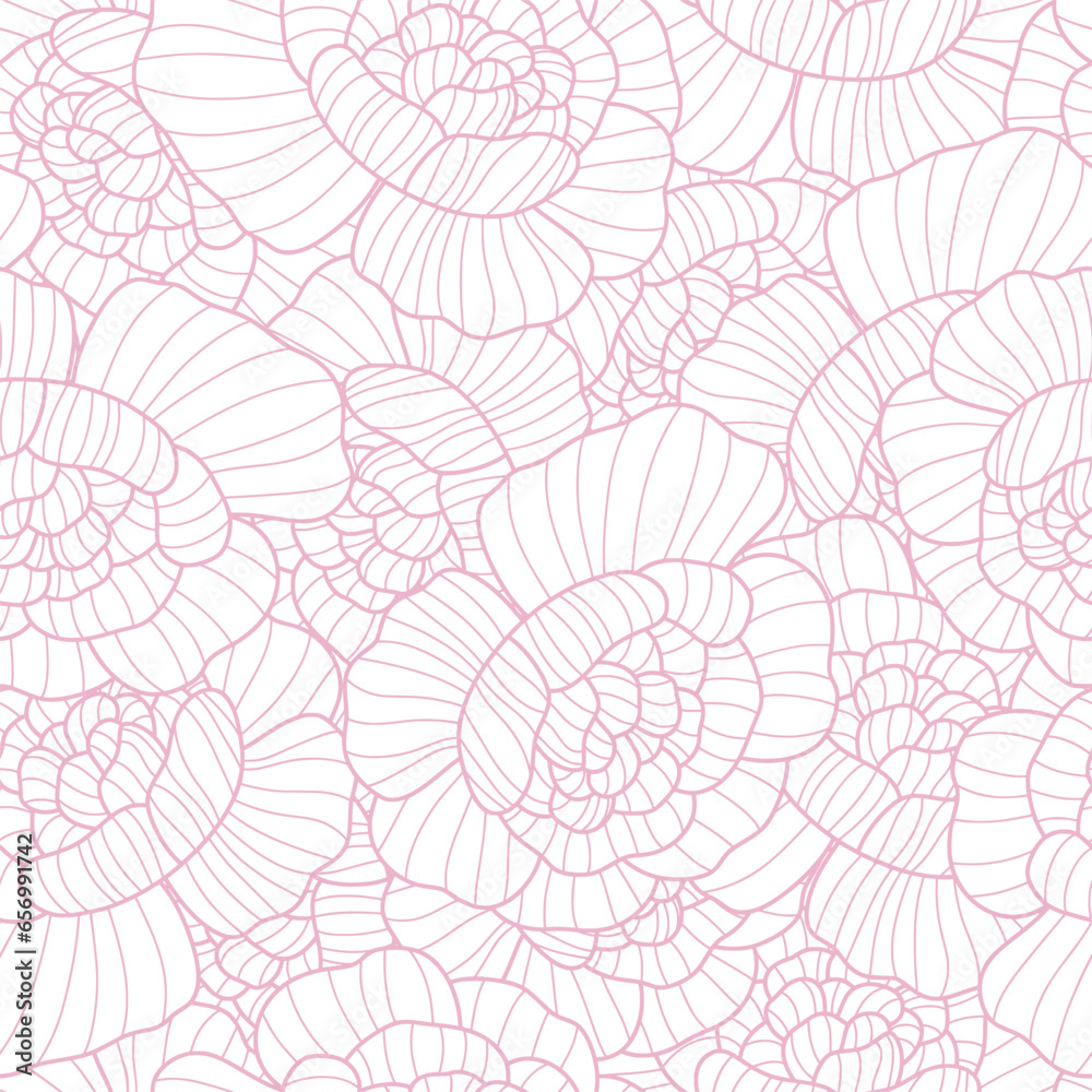 Peony flower line detail seamless pattern. Suitable for backgrounds, wallpapers, fabrics, textiles, wrapping papers, printed materials, and many more.